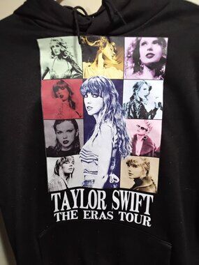 Taylor Swift The Eras Tour Hoodie Black Graphic Concert Sweatshirt - Size Small